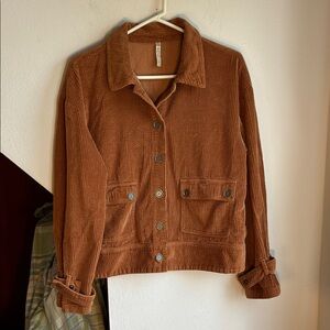XCVI Rust Brown Corduroy Utility‎ Jacket with Cuff Strap Detail M